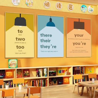 国际双语学校布置英语教室文化墙面装饰贴画英文绘本教培海报壁画