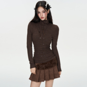 收腰打底衫 IUNAE 质感高领排扣针织衫 女修身 LUMEN 2025秋冬新款