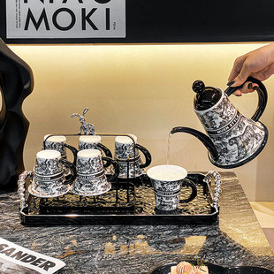 家用下午茶花茶壶茶杯高级感夏天茶具水具 中古陶瓷冷水壶凉杯套装