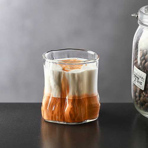 小众高级感Dirty咖啡杯澳白杯复古耐高温透明树根玻璃杯拿铁杯子