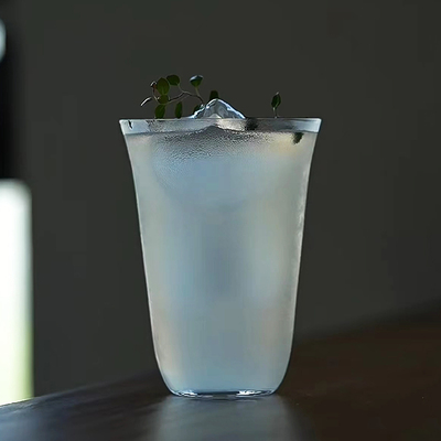 日式超薄阔口玻璃杯咖啡杯气泡水杯ins风柯林杯酒吧调酒鸡尾酒杯