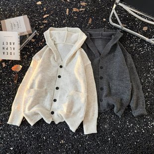 上衣 2025潮牌连帽针织外套男生休闲毛线衣服冬装 开衫 毛衣男春秋季