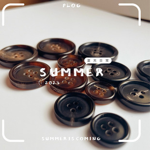 上衣毛呢大衣外套裤 女装 扣面料服饰百搭 男装 圆边牛角钮扣diy西装