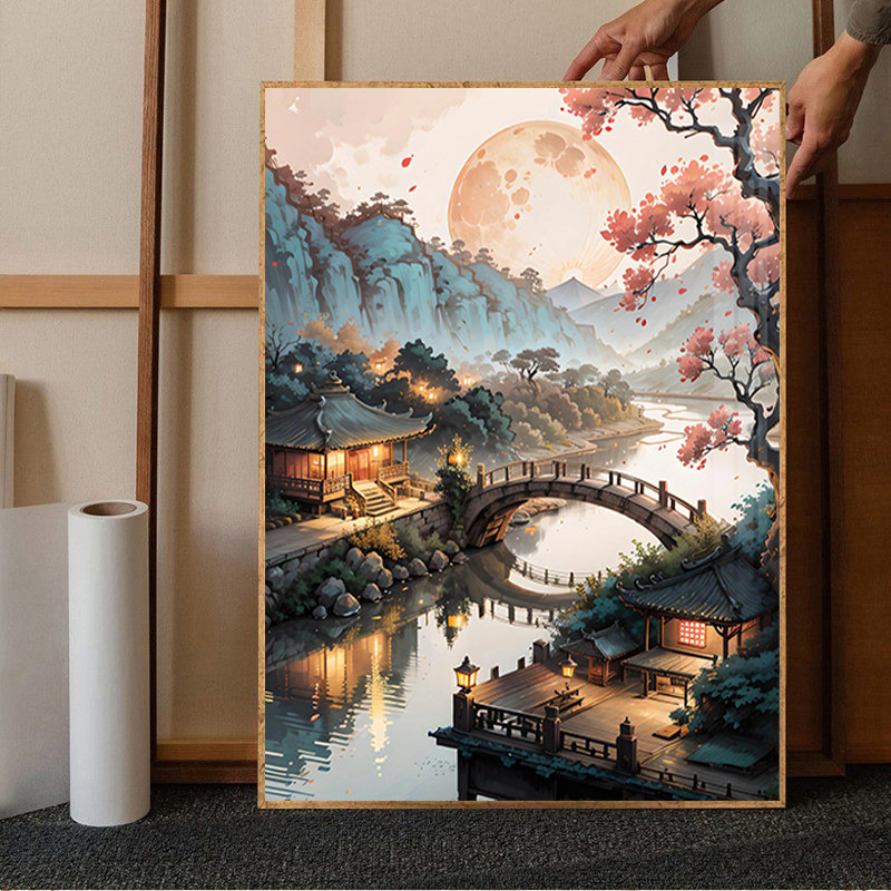 古风世外桃源字yx1235钻贴石画客厅小件20绣24新款卧室月光十手工