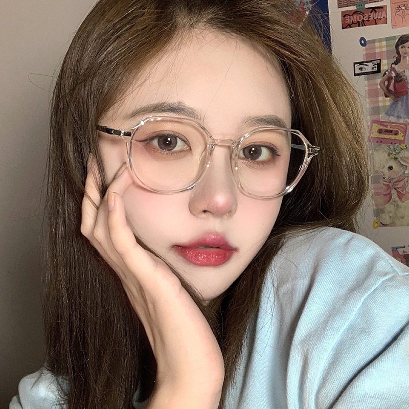 网红款超轻素颜眼镜女有度数韩版潮复古圆脸透明近视眼镜框ins风