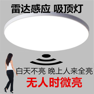 220V室内过道专用雷达感应吸顶灯人走微亮人来全亮雷达微亮过道灯