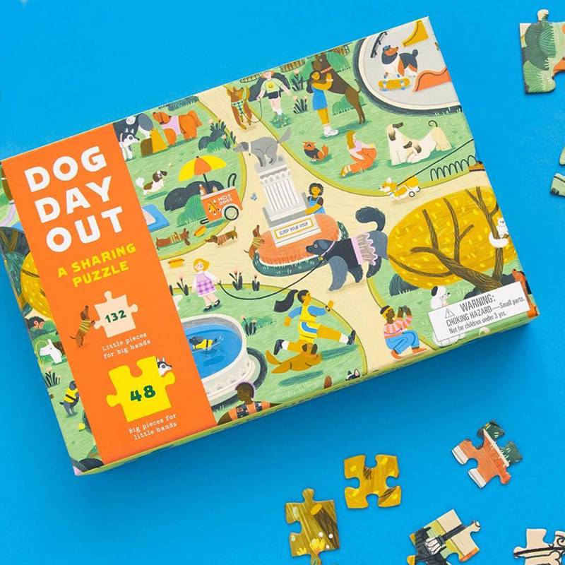 官方授权 狗狗外出日 大小拼片艺术插画拼图 生日儿童礼物 英国购