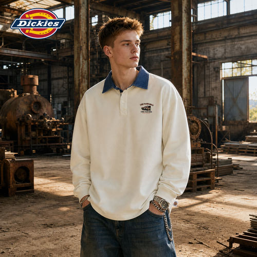 Dickies美式长袖卫衣男秋季新款宽松休闲通勤翻领POLO衫潮牌上衣