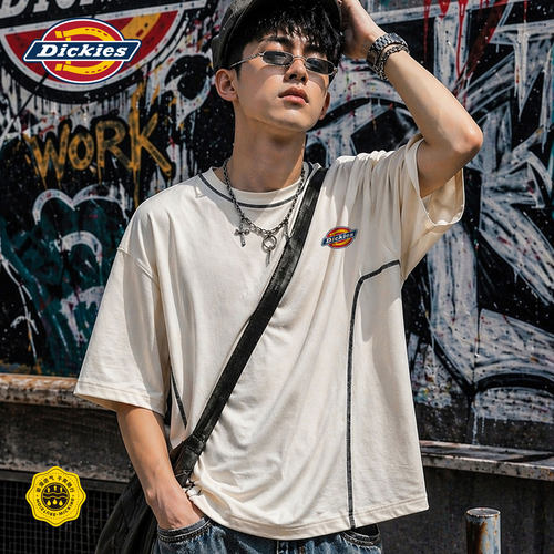 Dickies美式短袖男款夏季落肩袖男明线设计t恤衫男生速干宽松上衣