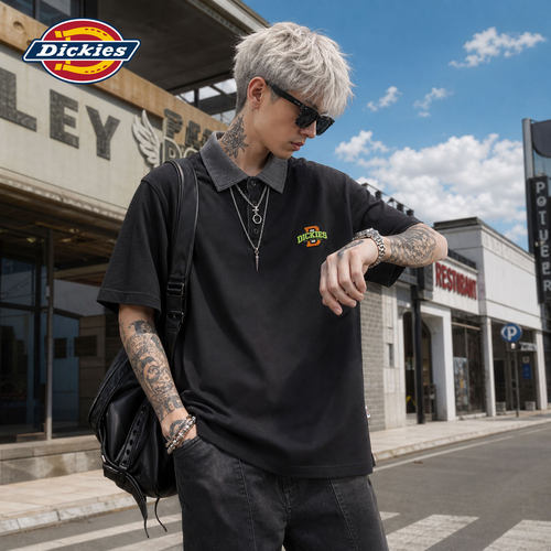 Dickies官方正品美式印花短袖POLO衫男夏季潮牌美式宽松休闲上衣