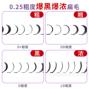 嫁接睫毛D 超翘DD双尖空气扁毛 芭比翘0.25单根扁毛美睫店专用d卷