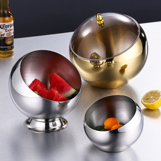 商用不锈钢创意斜口碗调料罐带盖球形麻辣烫火锅自助餐厅酱料小碗