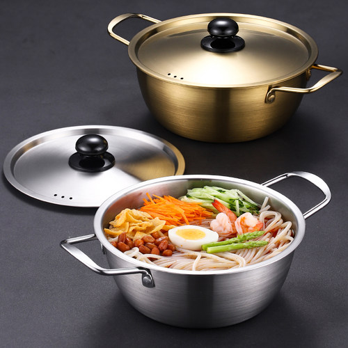 金色韩式不锈钢泡面锅网红煮面锅