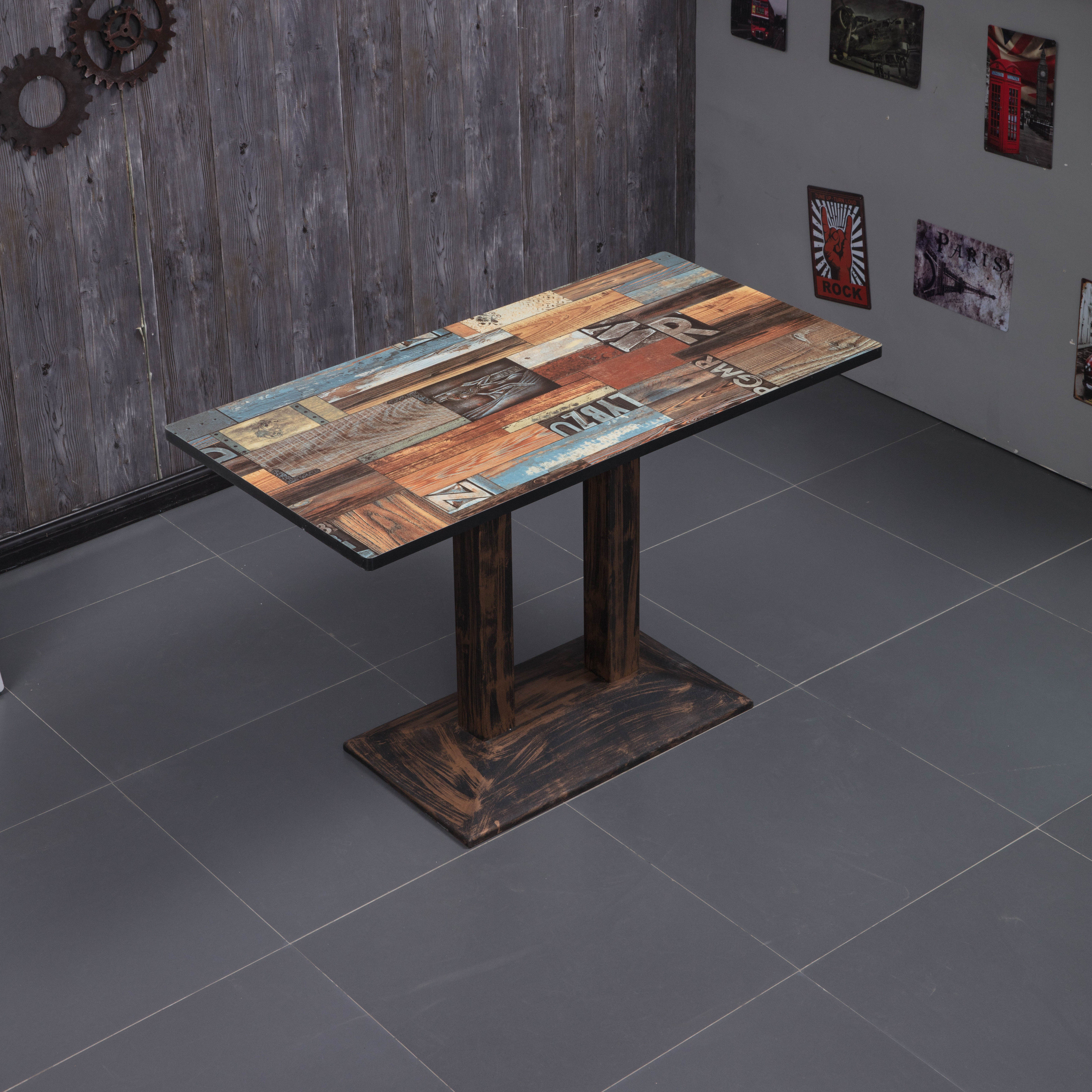 复古桌椅食堂饭店面馆快餐桌椅组合简易小吃店快餐店经济型餐桌椅