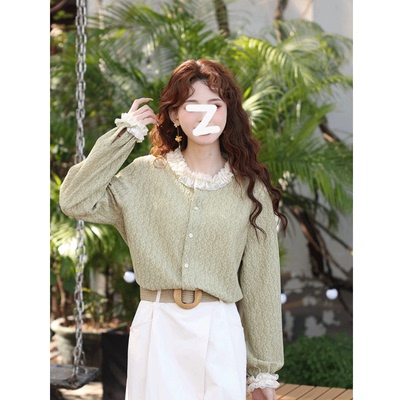 宽松显瘦复古长袖衬衫上衣设计感