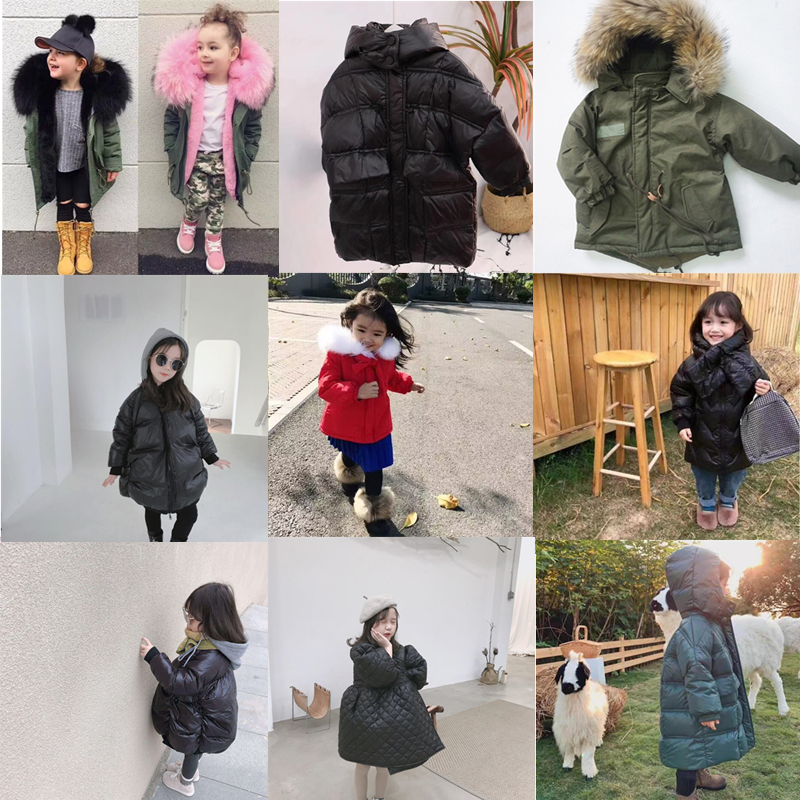 男女童冬毛领加绒绒羽绒服棉衣
