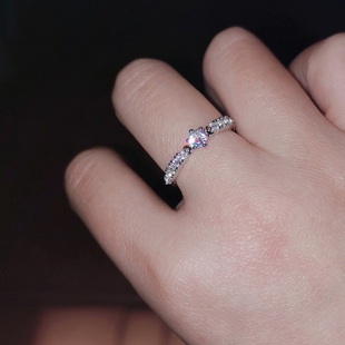 S925银18K金高碳钻石戒指女满钻双箭归心仿真钻INS风指环饰品礼物