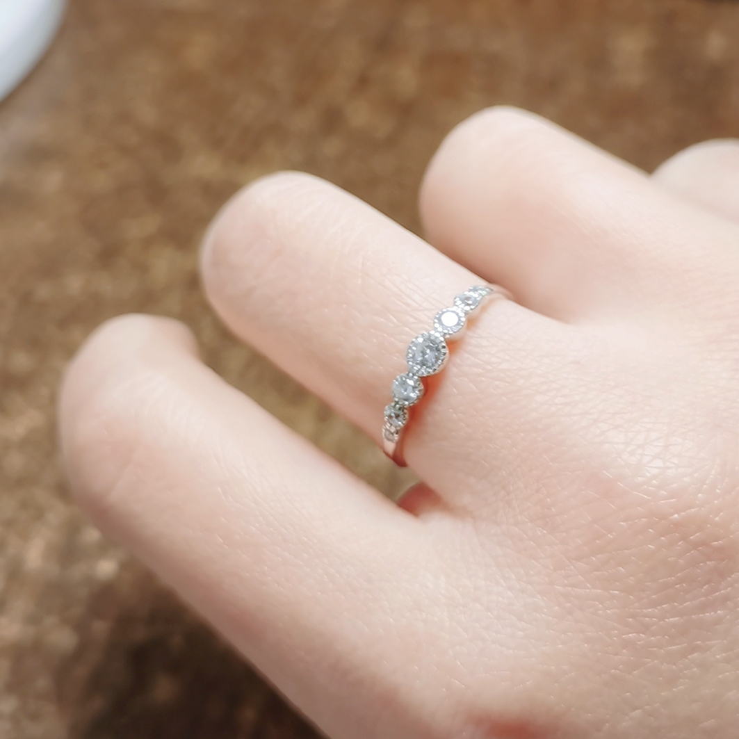 s925纯银18k金高碳女ins钻石戒指