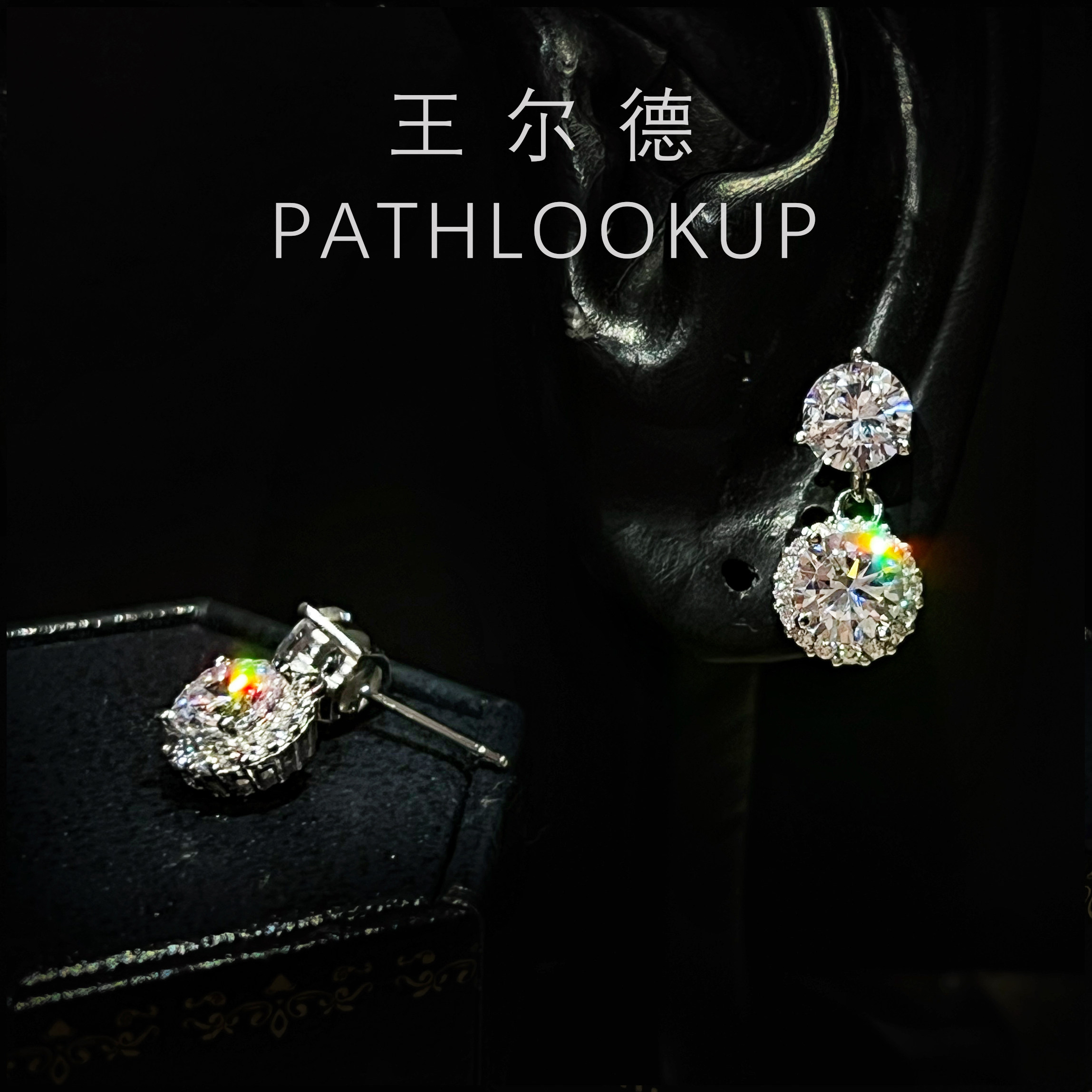 双钻满天星耳钉 轻奢精致高级感一克拉超闪高碳钻石耳饰纯银耳针