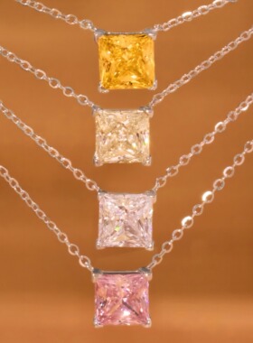 纯银S925雷恩切冰花小方钻项链吊坠女2025新款轻奢高碳钻仿真钻石