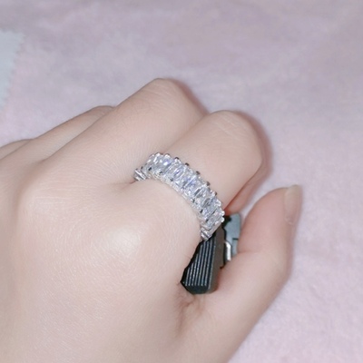 白金高碳钻石戒指女ins18K冷淡