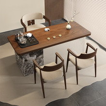 高端胡桃木家用客厅高级阳台桌椅组合现代简约实木茶桌轻奢泡茶台