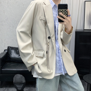 DK制服链条装饰西装男韩版宽松炸街西服外套秋冬513-1-XF13-P105