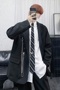 DK制服链条装饰西装男韩版宽松炸街西服外套秋冬513-1-XF13-P105图片