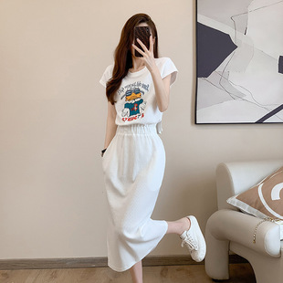 高级感假两件连衣裙女夏收腰显瘦中长款气质洋气减龄运动休闲裙子