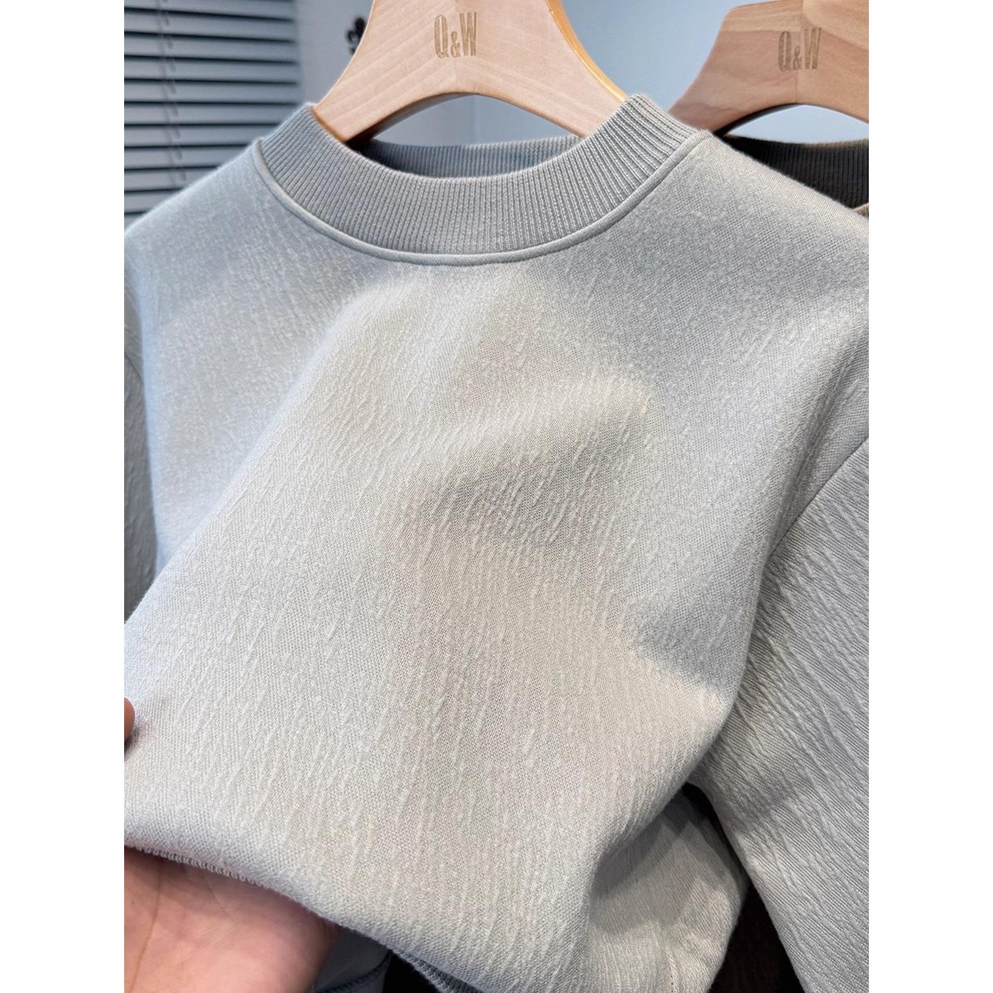 树纹提花毛衣男半高领冬季2025新款中年针织衫加绒加厚中领内搭潮