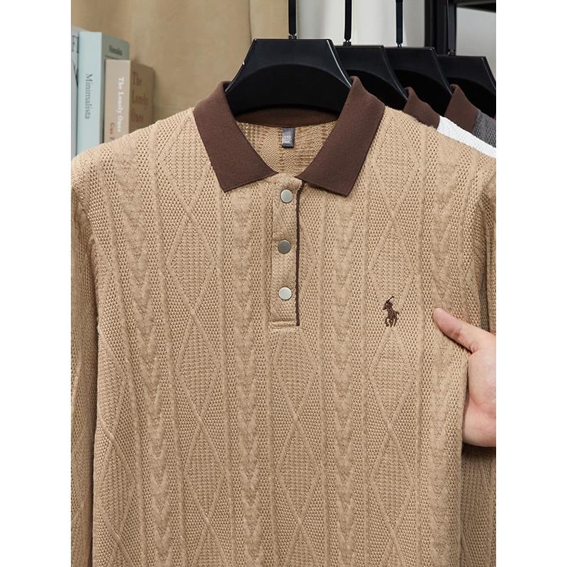 【320克重磅100%纯棉~】秋季新款POLO衫男士长袖T恤上衣