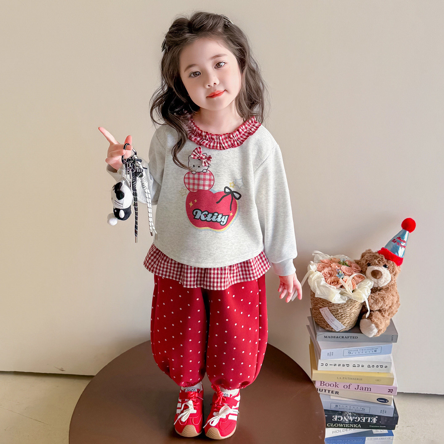 女童套装春秋季儿童纯棉花边卫衣波点裤子两件套韩版女孩宝宝春装,童装/婴儿装/亲子装,套装,淘宝优惠券,粉丝福利购,淘宝优惠卷