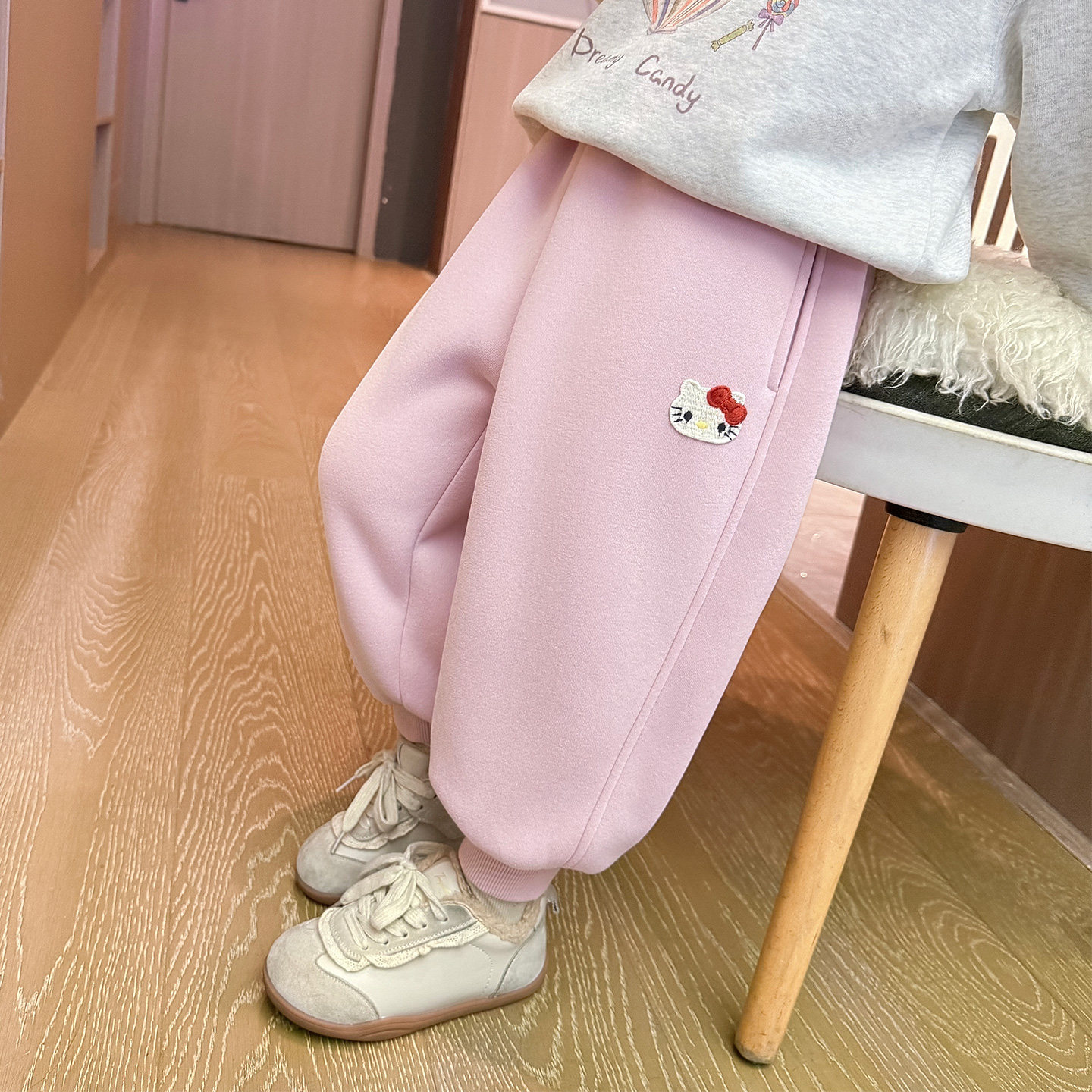 女童加绒裤子冬季儿童加厚一体绒卫裤韩版女孩宝宝冬装休闲运动裤