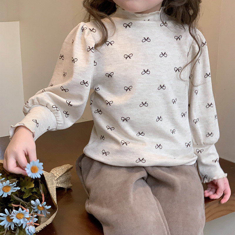 女童半高领打底衫秋冬儿童木耳边泡泡袖t恤甜美女孩纯棉加厚内搭,童装/婴儿装/亲子装,T恤,淘宝优惠券,粉丝福利购,淘宝优惠卷