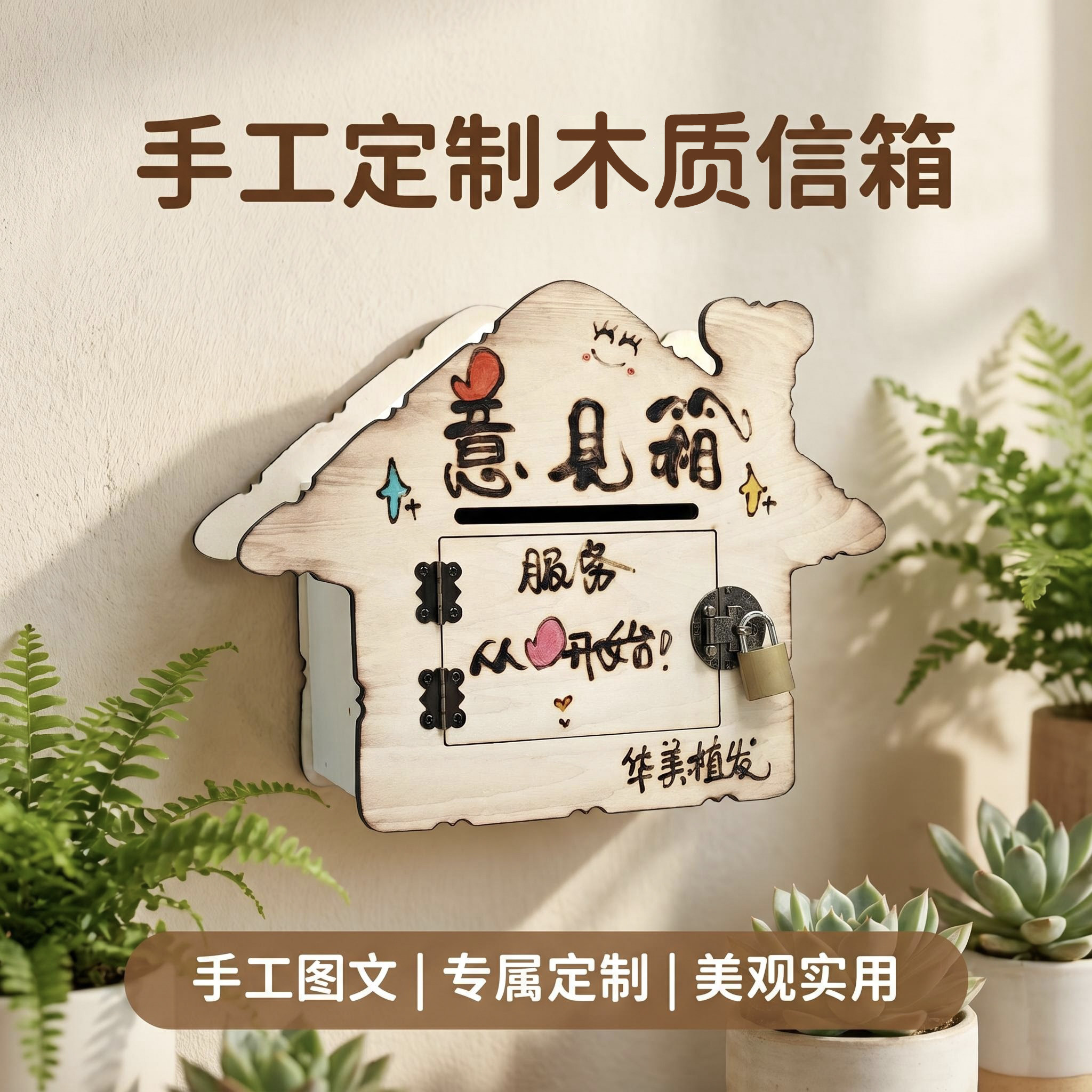 木质创意信箱员工学生意见箱班级心愿箱挂墙高颜值家用定制文案图片