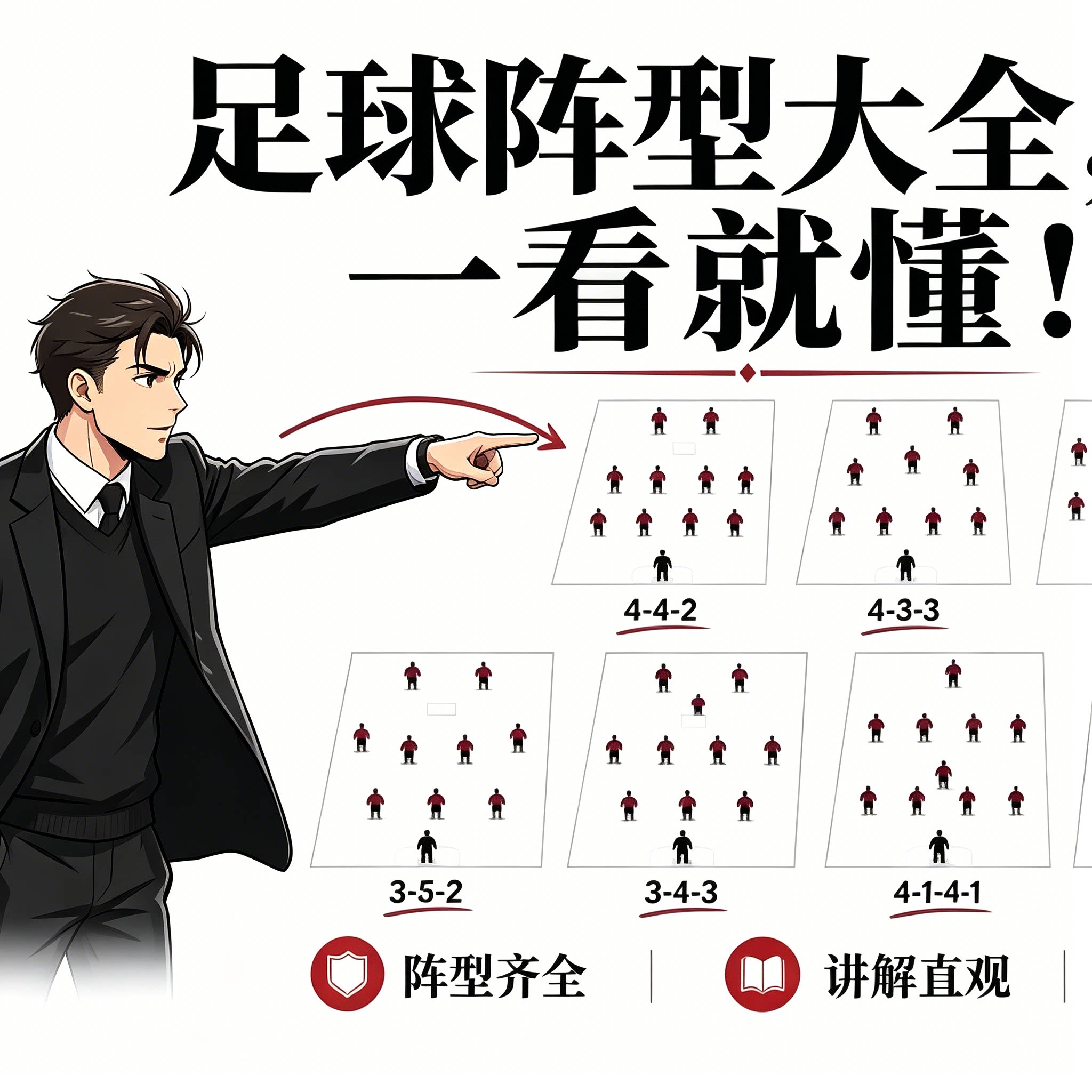 主流足球阵型战术图文讲解资料新手看懂赛场排布实操教学素材