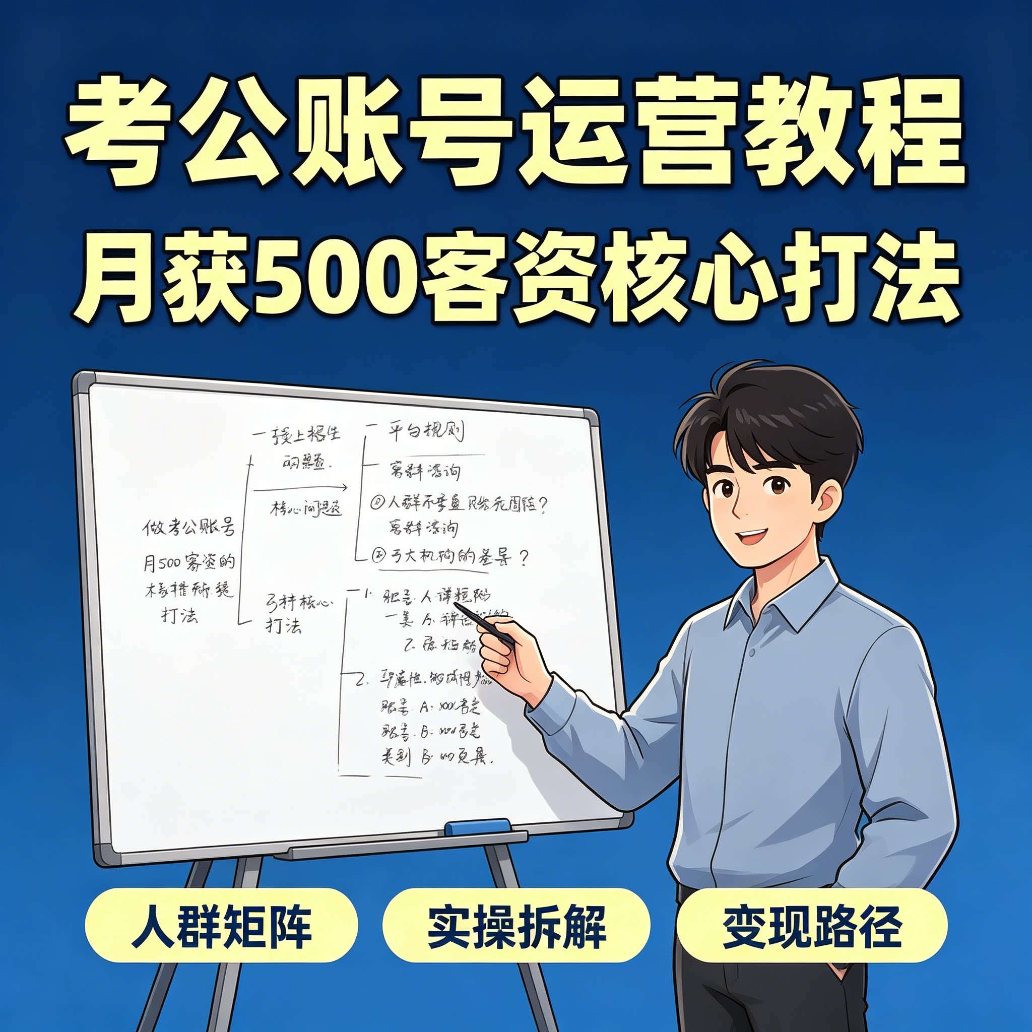 考公类账号运营实操教学人群矩阵搭建获客变现路径资料