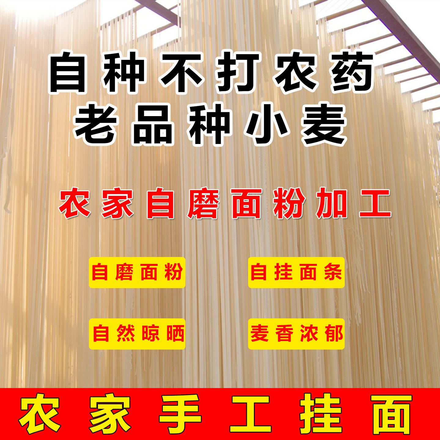 挂面山东农家老式纯手工小麦挂面宽原味日晒无添加细面条辅食面条
