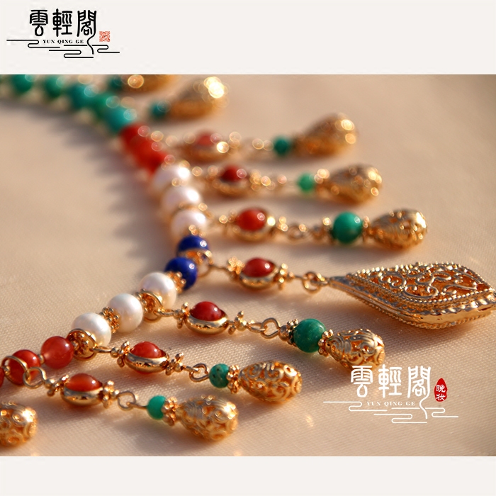 璎珞南红绿天河项链唐风古典汉服