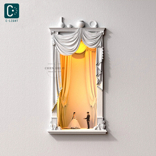 面纱转角壁灯感应夜灯走廊石膏灯内嵌入式卧室夜灯装饰墙角氛围灯