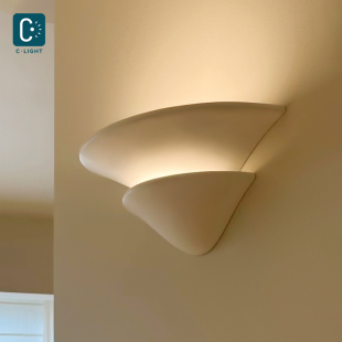 VCasia法式石膏壁灯设计师创意美式石膏灯中古风壁灯卧室侘寂灯