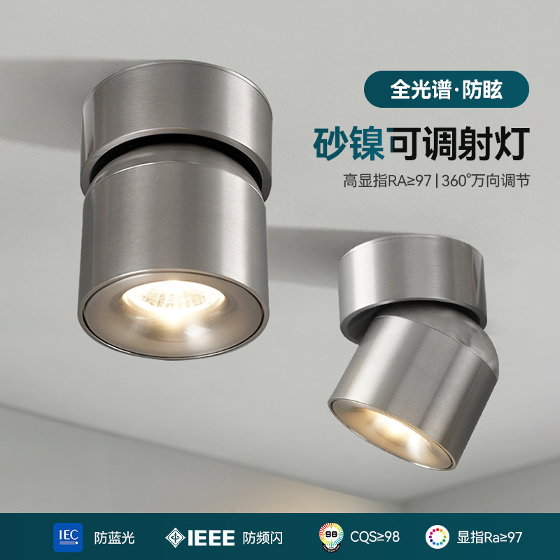 包豪斯明装射灯高端可调高级感不锈钢射灯无主灯旋转射灯金属筒灯图片