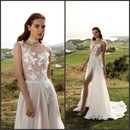 白色轻婚纱礼服女外景拍摄旅拍户外露背拖尾性感开叉蕾丝长裙高端