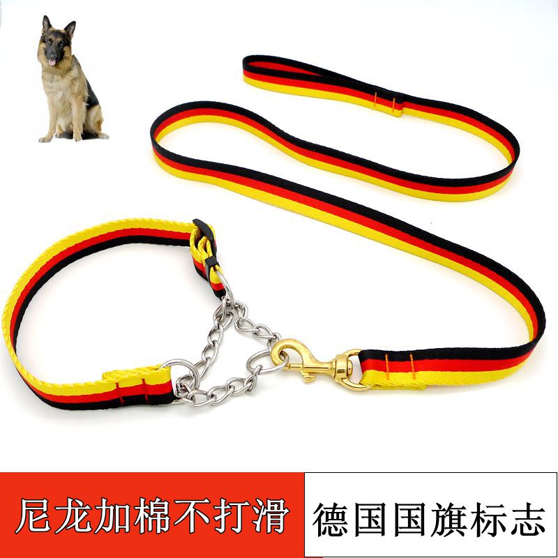 中大型牵带遛狗绳马犬德牧金毛牵引绳扑咬绳训犬狗链子半p链项圈