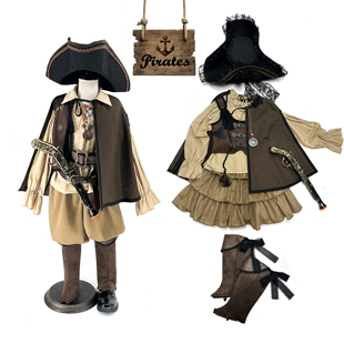 万圣节儿童男女孩扮演出服航海时代海盗复古华丽披风cos现货包邮
