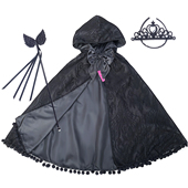 女童成人万圣节亲子高品质绒球蕾丝蝴蝶结女巫婆披风斗篷派对 包邮