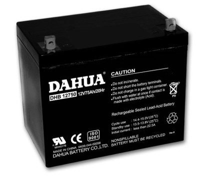 大华蓄电池DHB12750大华12V75AH太阳能储能工业电源电池包邮