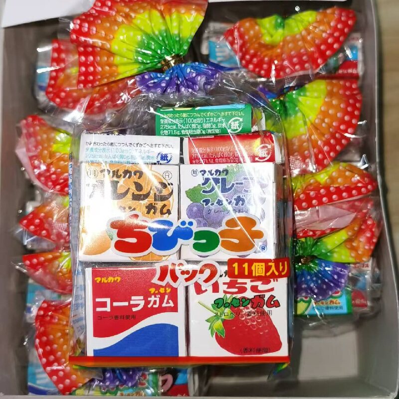 日本进口零食丸川口香糖综合什锦水果味口香糖家庭装泡泡糖