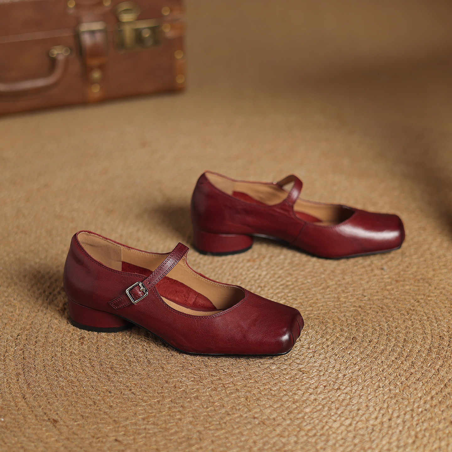 CX意大利重工水洗头层牛皮！2026新款老钱风玛丽珍猪鼻子芭蕾单鞋,女鞋,玛丽珍鞋,淘宝优惠券,粉丝福利购,淘宝优惠卷