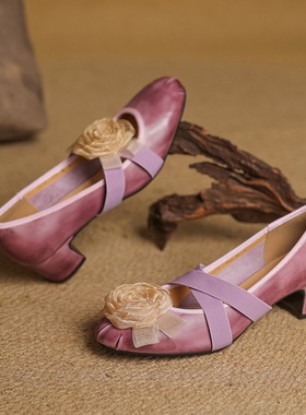 CX意大利重工水洗头层牛皮！2026新款老钱风玛丽珍通勤浅口单鞋女